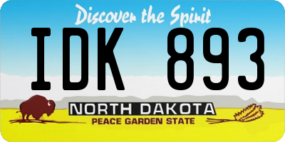 ND license plate IDK893