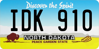 ND license plate IDK910