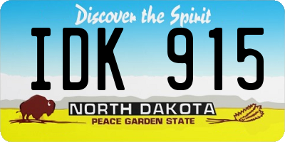 ND license plate IDK915
