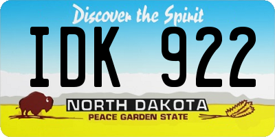 ND license plate IDK922