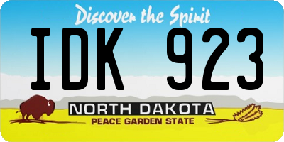 ND license plate IDK923