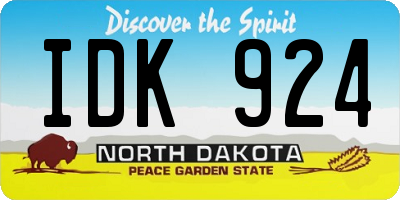 ND license plate IDK924