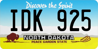 ND license plate IDK925