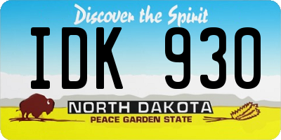 ND license plate IDK930