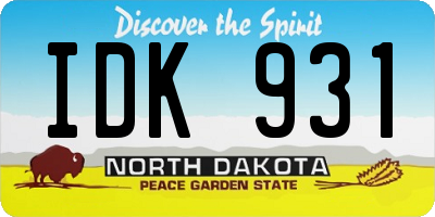 ND license plate IDK931