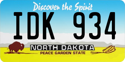ND license plate IDK934