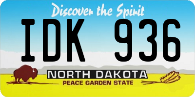 ND license plate IDK936