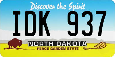 ND license plate IDK937