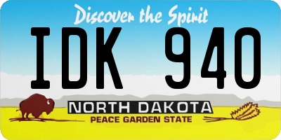 ND license plate IDK940