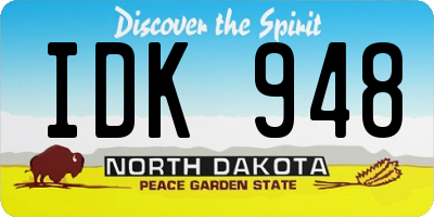 ND license plate IDK948
