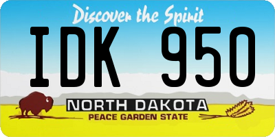 ND license plate IDK950