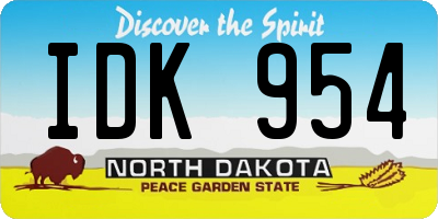 ND license plate IDK954