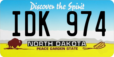 ND license plate IDK974