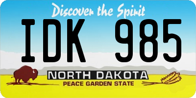 ND license plate IDK985