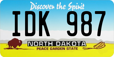 ND license plate IDK987