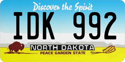 ND license plate IDK992