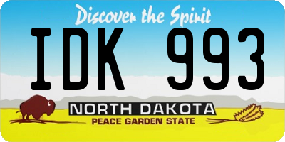 ND license plate IDK993