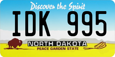 ND license plate IDK995