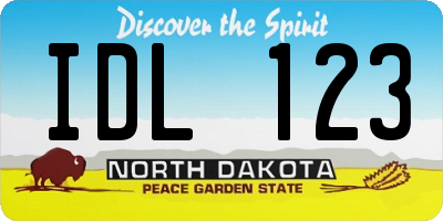 ND license plate IDL123