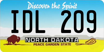 ND license plate IDL209