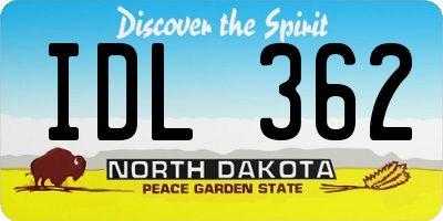 ND license plate IDL362