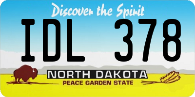 ND license plate IDL378