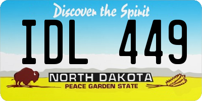 ND license plate IDL449