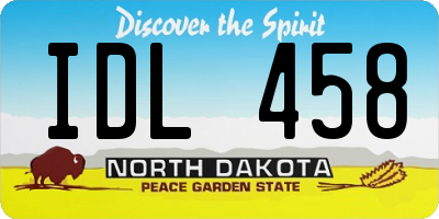 ND license plate IDL458