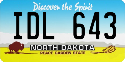 ND license plate IDL643