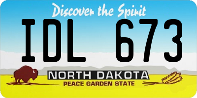 ND license plate IDL673