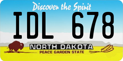ND license plate IDL678
