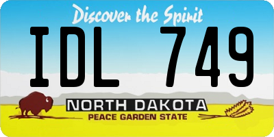 ND license plate IDL749