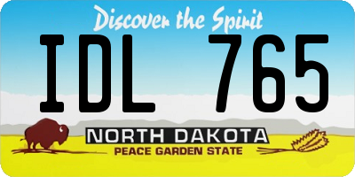 ND license plate IDL765