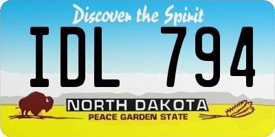 ND license plate IDL794