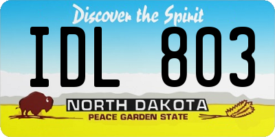 ND license plate IDL803
