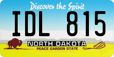 ND license plate IDL815