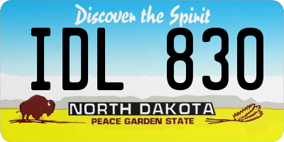 ND license plate IDL830