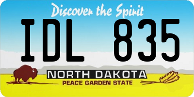 ND license plate IDL835