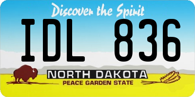 ND license plate IDL836