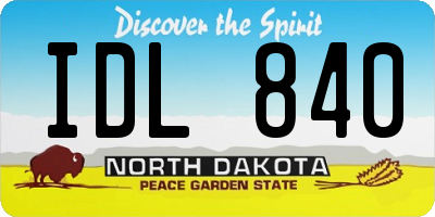 ND license plate IDL840
