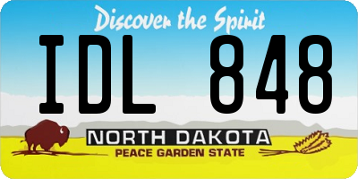 ND license plate IDL848