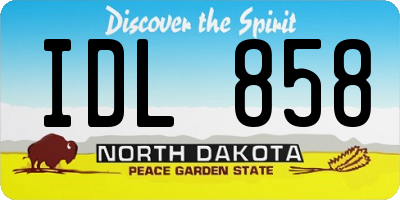 ND license plate IDL858