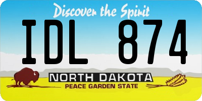 ND license plate IDL874