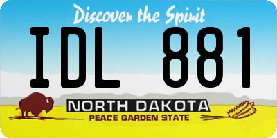 ND license plate IDL881