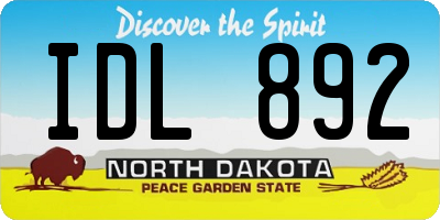 ND license plate IDL892