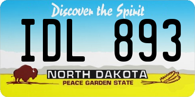 ND license plate IDL893