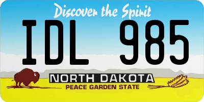 ND license plate IDL985