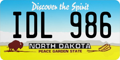 ND license plate IDL986