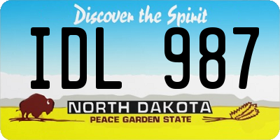 ND license plate IDL987