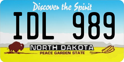 ND license plate IDL989